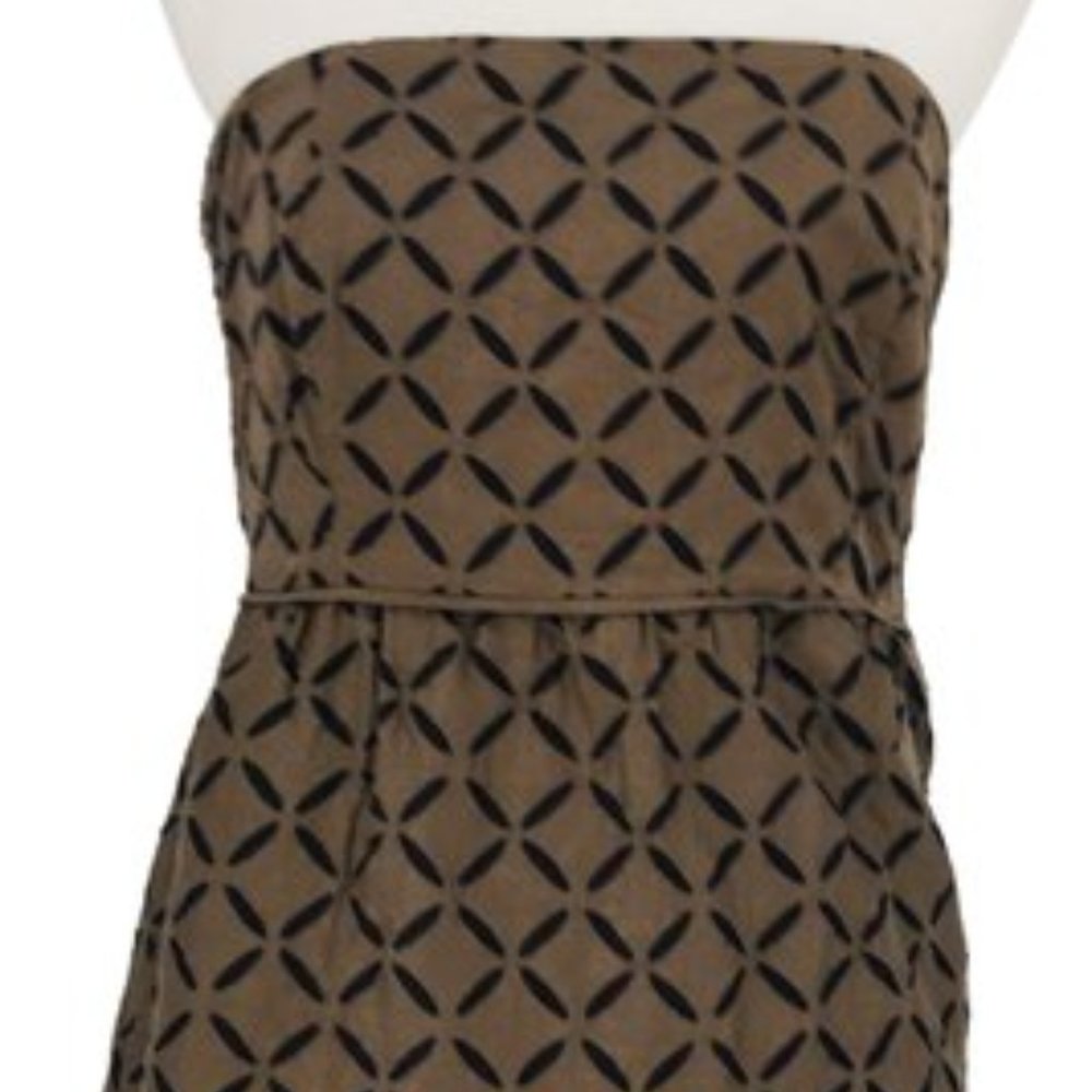 J. Crew Sleeveless Brown Embroidered Dress S 10